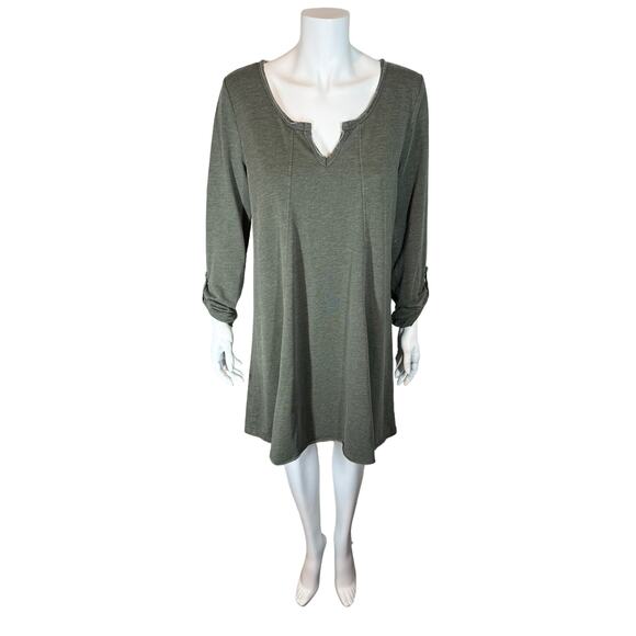 NWT Z Supply Jersey Knit A Line Rolled Sleeve Mini Dress Olive‎ Green Medium - Picture 2 of 8